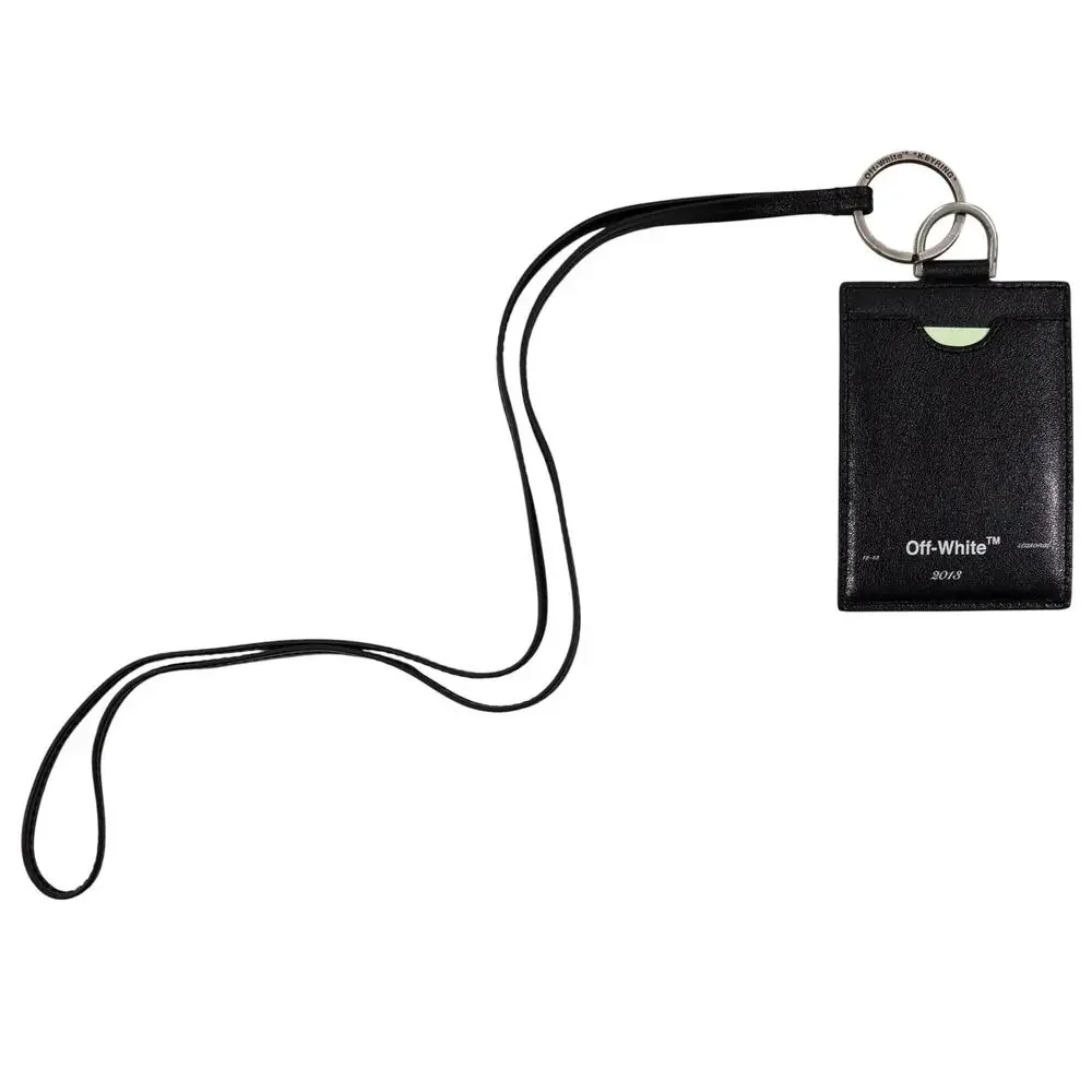 15-96(2) OFF-WHITE x VIRGIL ABLOH Leather Badge Card Holder Black